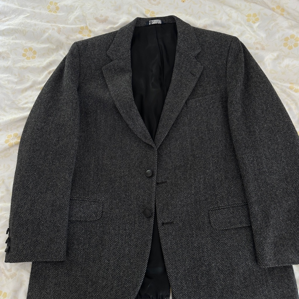 Burberry Charcoal Herringbone Blazer